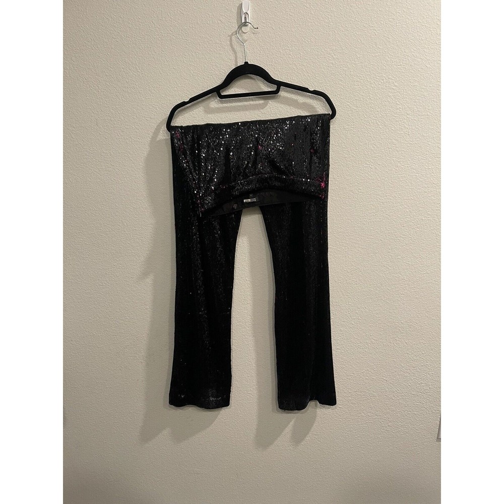Badgley Mischka Pants Womens Sz 4 Pink Black Sequin FLAW Sequin Missing Color
